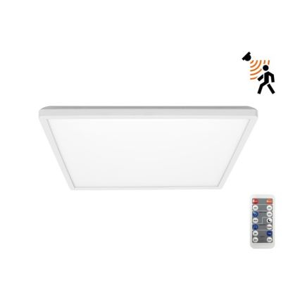 LED Badkamerlamp met bewegings- en schemersensor NIVERA LED/24W/230V IP54 3000/4000/6000K 30x30 cm wit + afstandsbediening