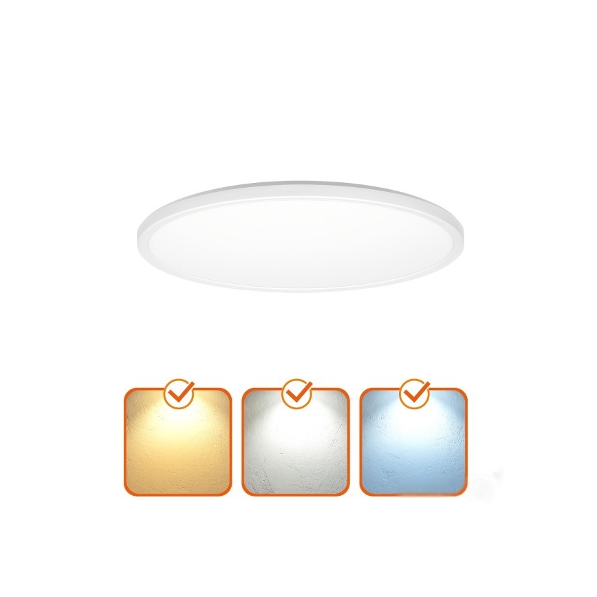 LED Badkamerlamp met bewegings- en schemersensor NIVERA LED/24W/230V IP54 3000/4000/6000K Ø 30 cm wit + afstandsbediening