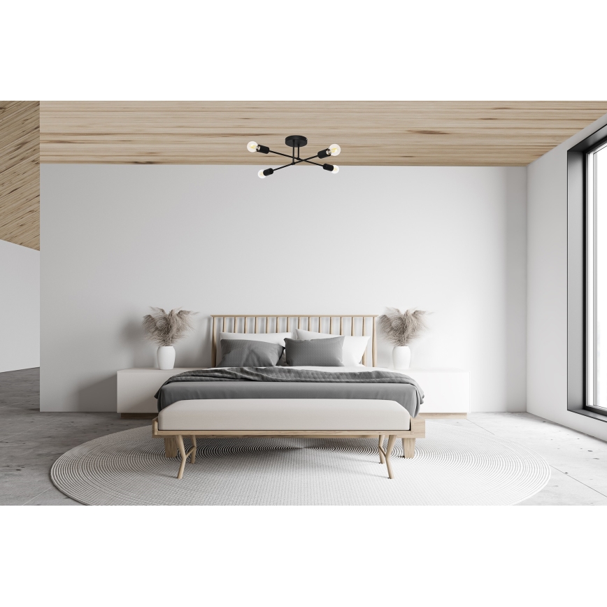 LED Bevestigde Hanglamp CAMBRIDGE 4xE27/8W/230V zwart