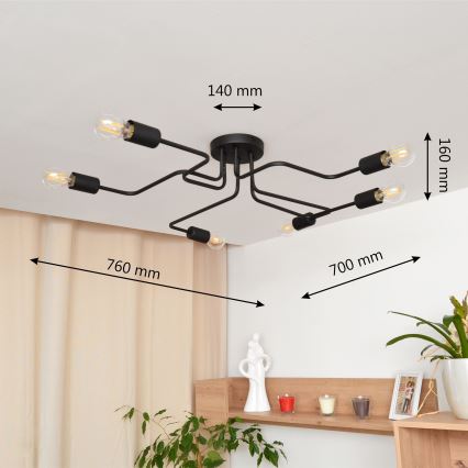 LED Bevestigde Hanglamp TUBE 6xE27/15W/230V
