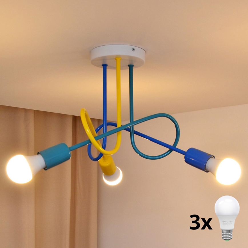 LED Bevestigde hanglamp voor kinderen OXFORD 3xE27/15W/230V