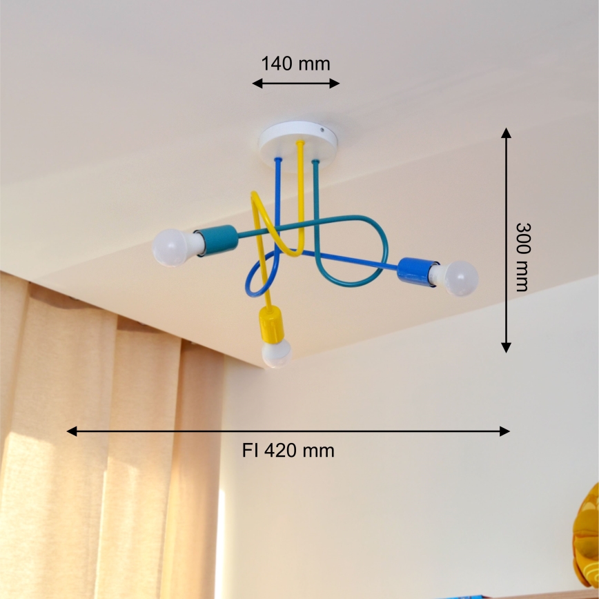LED Bevestigde hanglamp voor kinderen OXFORD 3xE27/15W/230V