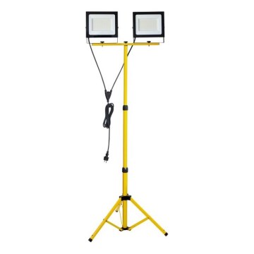 LED Bouwlamp met een standaard TIGRA 2xLED/100W/230V 4000K IP54 zwart/geel