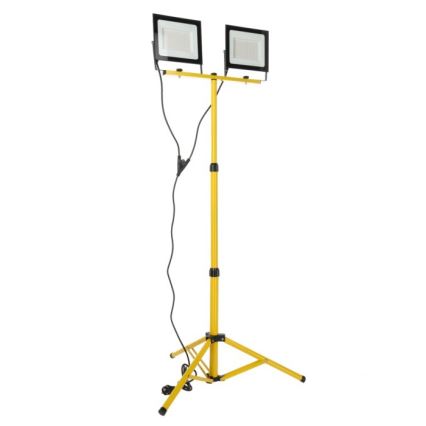 LED Bouwlamp met een standaard TIGRA 2xLED/100W/230V 4000K IP54 zwart/geel