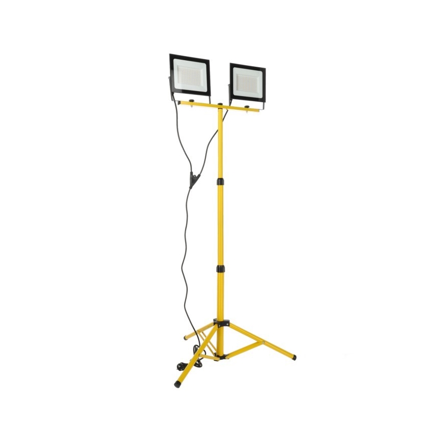 LED Bouwlamp met een standaard TIGRA 2xLED/100W/230V 4000K IP54 zwart/geel