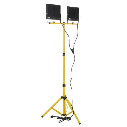 LED Bouwlamp met een standaard TIGRA 2xLED/100W/230V 4000K IP54 zwart/geel