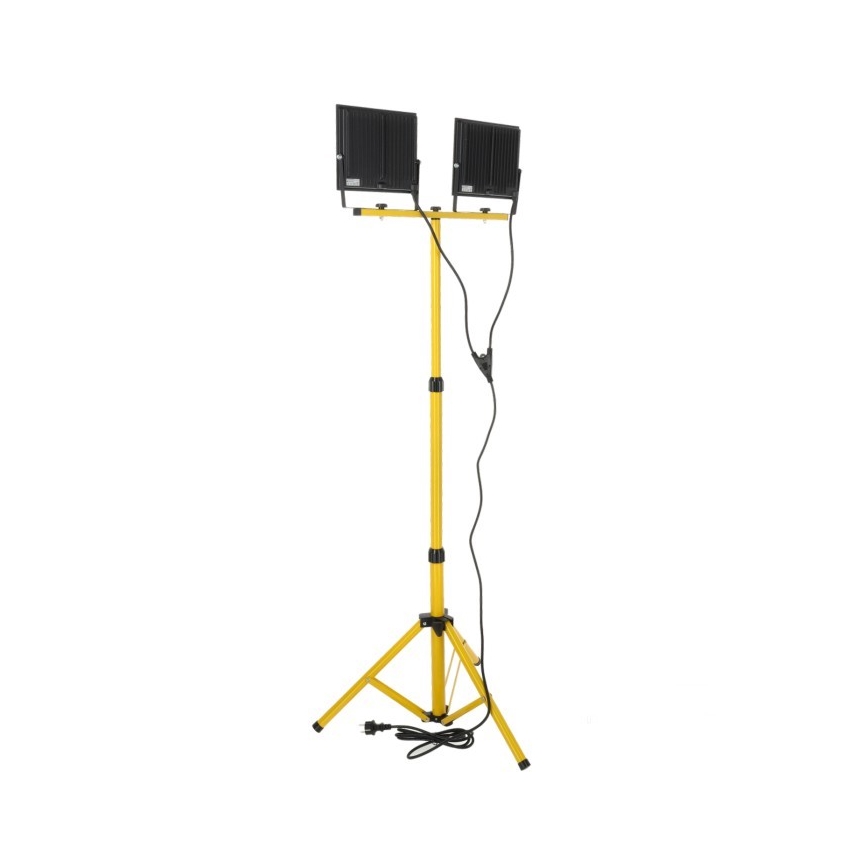 LED Bouwlamp met een standaard TIGRA 2xLED/100W/230V 4000K IP54 zwart/geel