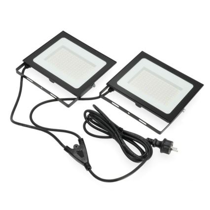 LED Bouwlamp met een standaard TIGRA 2xLED/100W/230V 4000K IP54 zwart/geel