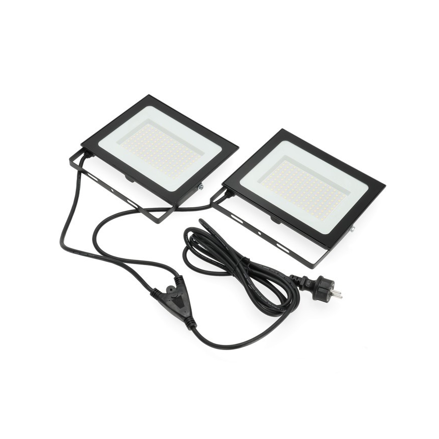 LED Bouwlamp met een standaard TIGRA 2xLED/100W/230V 4000K IP54 zwart/geel