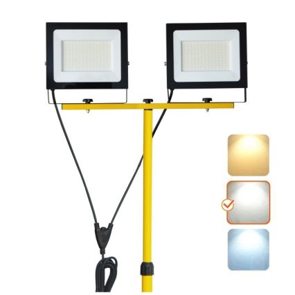 LED Bouwlamp met een standaard TIGRA 2xLED/100W/230V 4000K IP54 zwart/geel