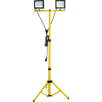 LED Bouwlamp met een standaard TIGRA 2xLED/50W/230V 4000K IP54 zwart/geel