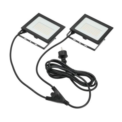 LED Bouwlamp met een standaard TIGRA 2xLED/50W/230V 4000K IP54 zwart/geel