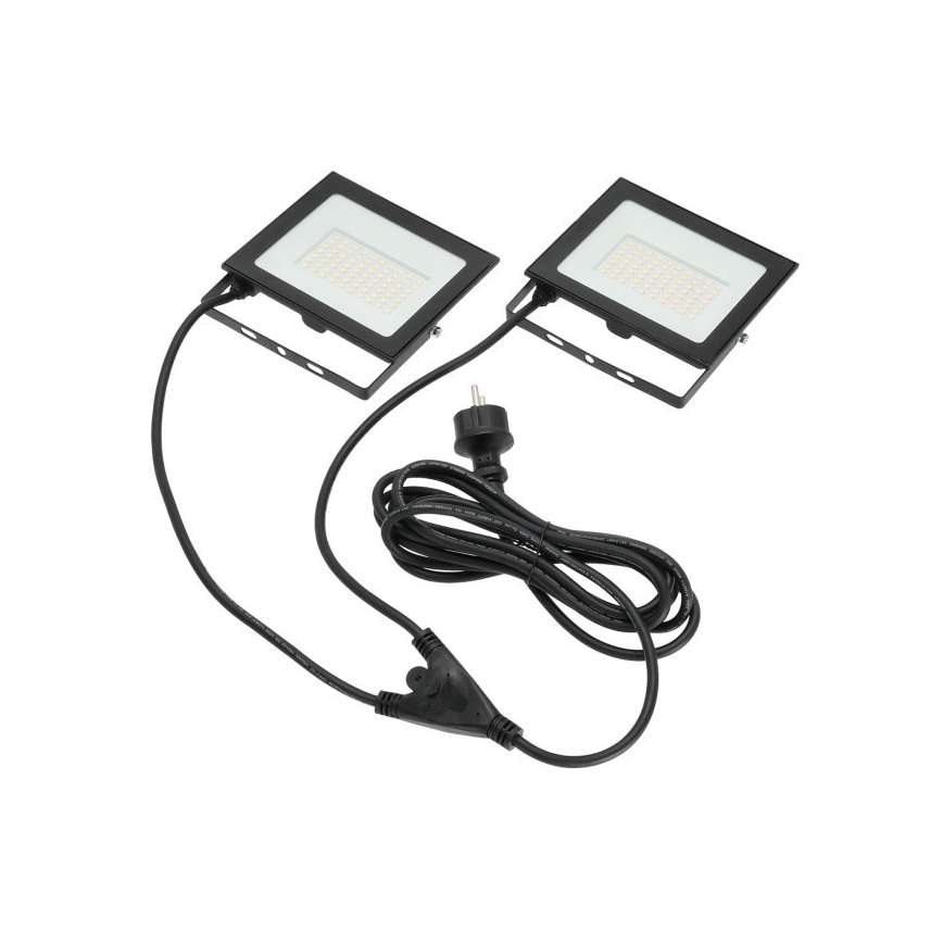 LED Bouwlamp met een standaard TIGRA 2xLED/50W/230V 4000K IP54 zwart/geel