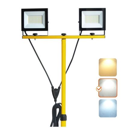 LED Bouwlamp met een standaard TIGRA 2xLED/50W/230V 4000K IP54 zwart/geel