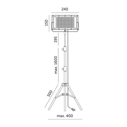 LED Bouwlamp met een standaard voor het kweken van planten FIRON LED/45W/230V IP54 zwart
