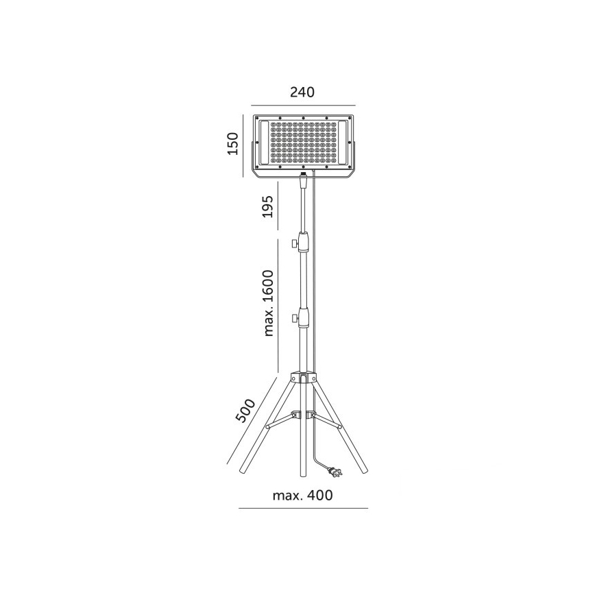 LED Bouwlamp met een standaard voor het kweken van planten FIRON LED/45W/230V IP54 zwart