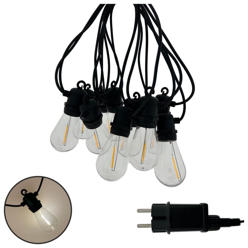 LED buiten decoratief lichtsnoer 10xLED/0,36W/230V 8 m IP44 zwart