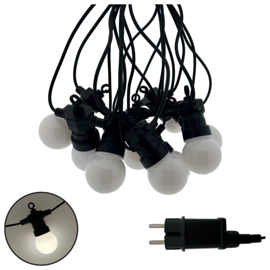 LED buiten decoratieve lichtketting 10xLED/0,36W/230V 4,5 m IP44 zwart