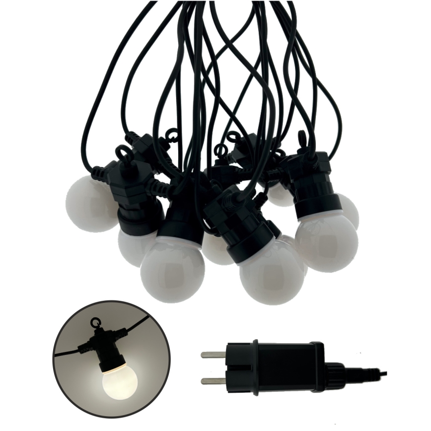 LED buiten decoratieve lichtketting 10xLED/0,36W/230V 4,5 m IP44 zwart