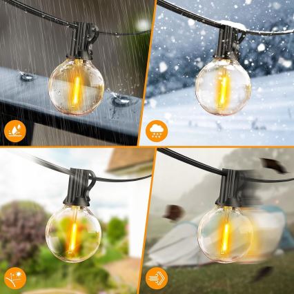 LED buiten decoratieve lichtslinger 25x E12/1W/230V 17,5 m IP65 zwart