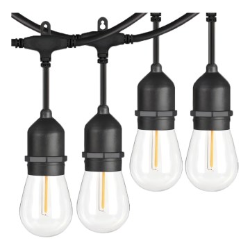 LED Buiten decoratieve lichtsnoer 10xE27/1W/230V 10 m IP65 zwart