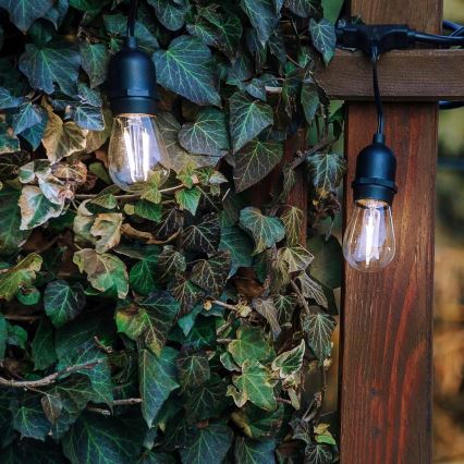 LED buiten decoratieve lichtsnoer 10xE27/1W/230V 6,44 m IP44 zwart