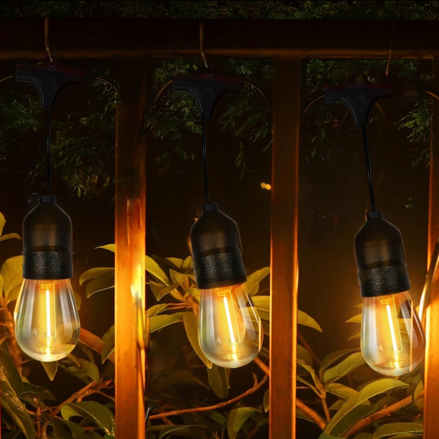 LED buiten decoratieve lichtsnoer 10xE27/1W/230V 6,44 m IP44 zwart