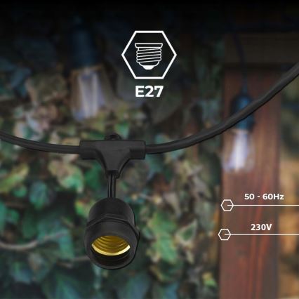 LED buiten decoratieve lichtsnoer 10xE27/1W/230V 6,44 m IP44 zwart