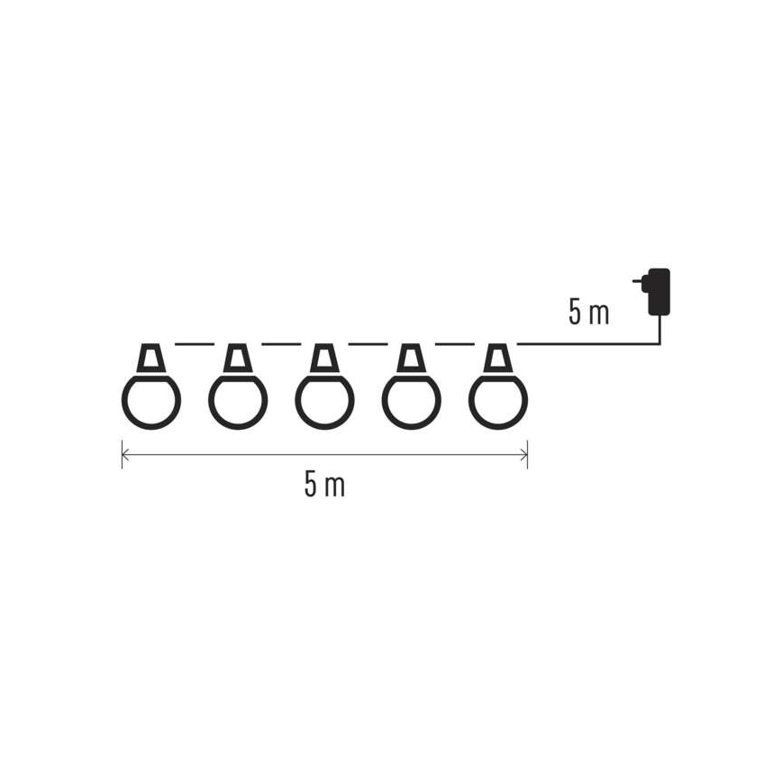 LED buiten decoratieve lichtsnoer 10xLED/10m IP44 transparant