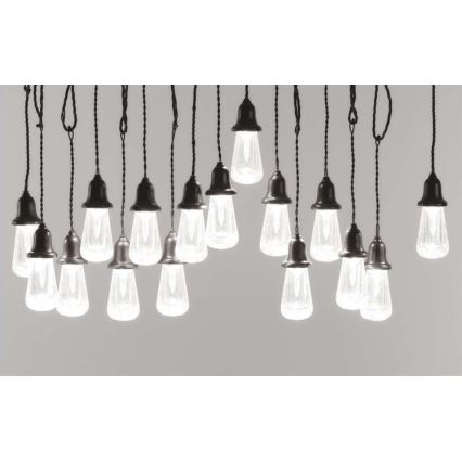 LED buiten decoratieve lichtsnoer 16xLED 8,6m IP44 koud wit