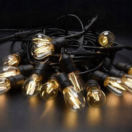LED buiten decoratieve lichtsnoer 20xE27/1W/230V 20,94 m IP44 zwart