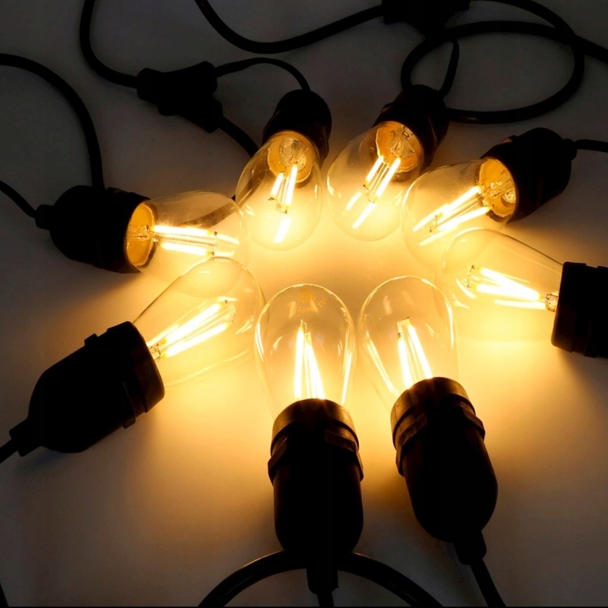 LED buiten decoratieve lichtsnoer 20xE27/1W/230V 20,94 m IP44 zwart