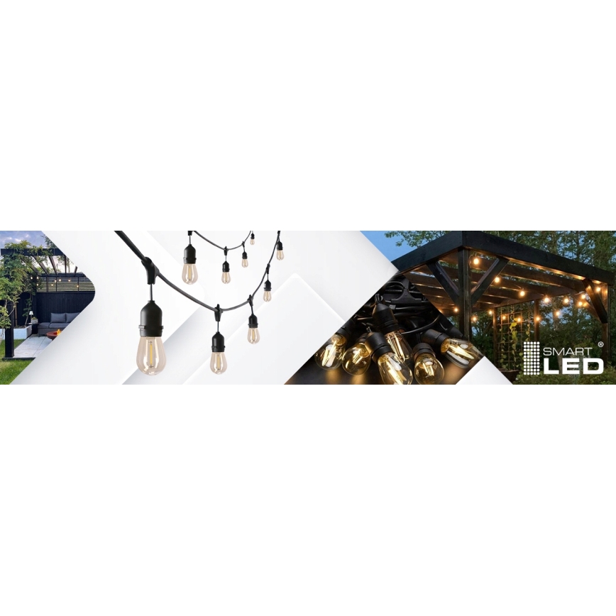 LED buiten decoratieve lichtsnoer 20xE27/1W/230V 20,94 m IP44 zwart
