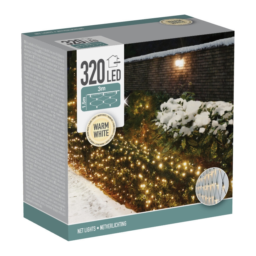 LED buiten kerstgordijn 320xLED/230V 3x1,5 m IP44 warm wit