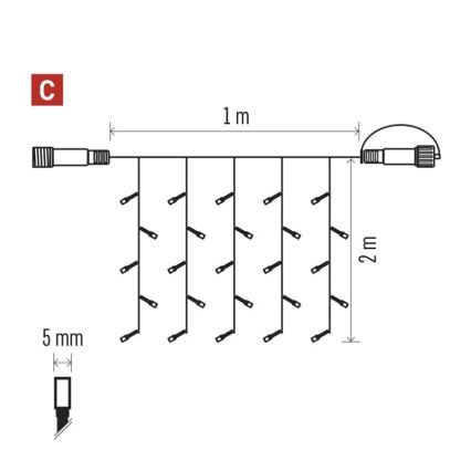 LED buiten kerstketting 100xLED/1x2m IP44 warm wit