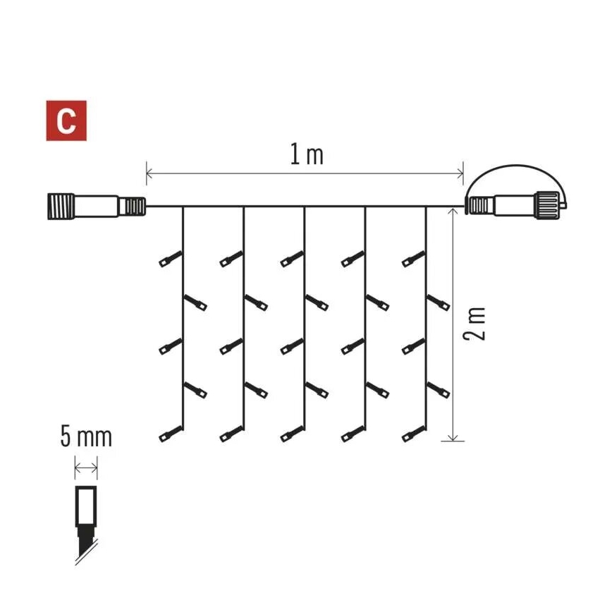 LED buiten kerstketting 100xLED/1x2m IP44 warm wit