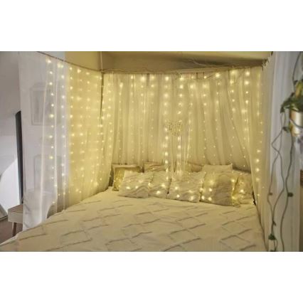 LED buiten kerstlichtsnoer 300xLED/8 functies, 5,9 m, IP44, warm wit