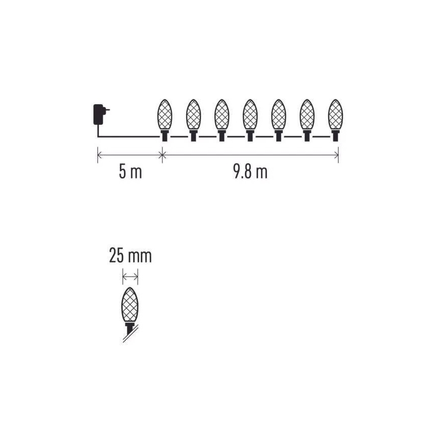 LED buiten kerstlichtsnoer 50x LED / 8 functies 14,8 m IP44 koud wit