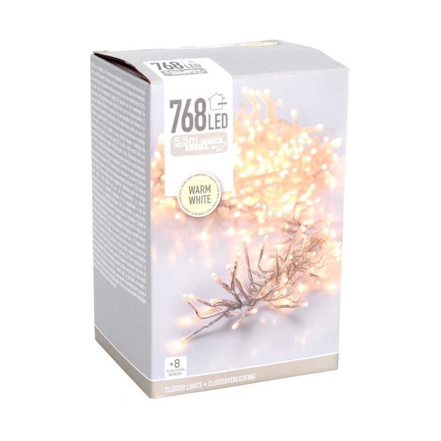 LED buiten kerstlichtsnoer 768xLED/230V/8 functies 8,5 m IP44 warm wit