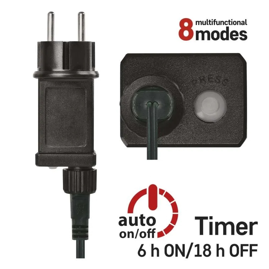 LED buiten-kerstsnoer 80xLED/8 functies 13m koud wit IP44