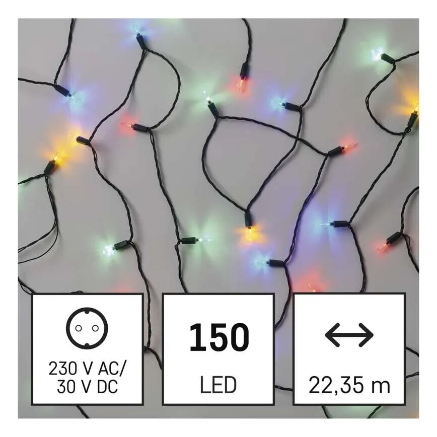 LED Buiten kerstverlichting 150xLED/27,35m IP44 multicolor