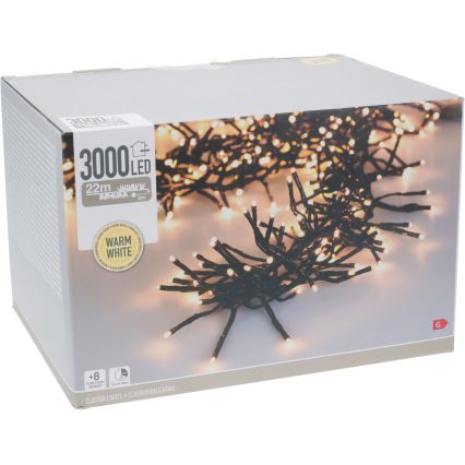 LED buiten kerstverlichting 3000xLED/230V/8 functies 24,8 m IP44 warm wit