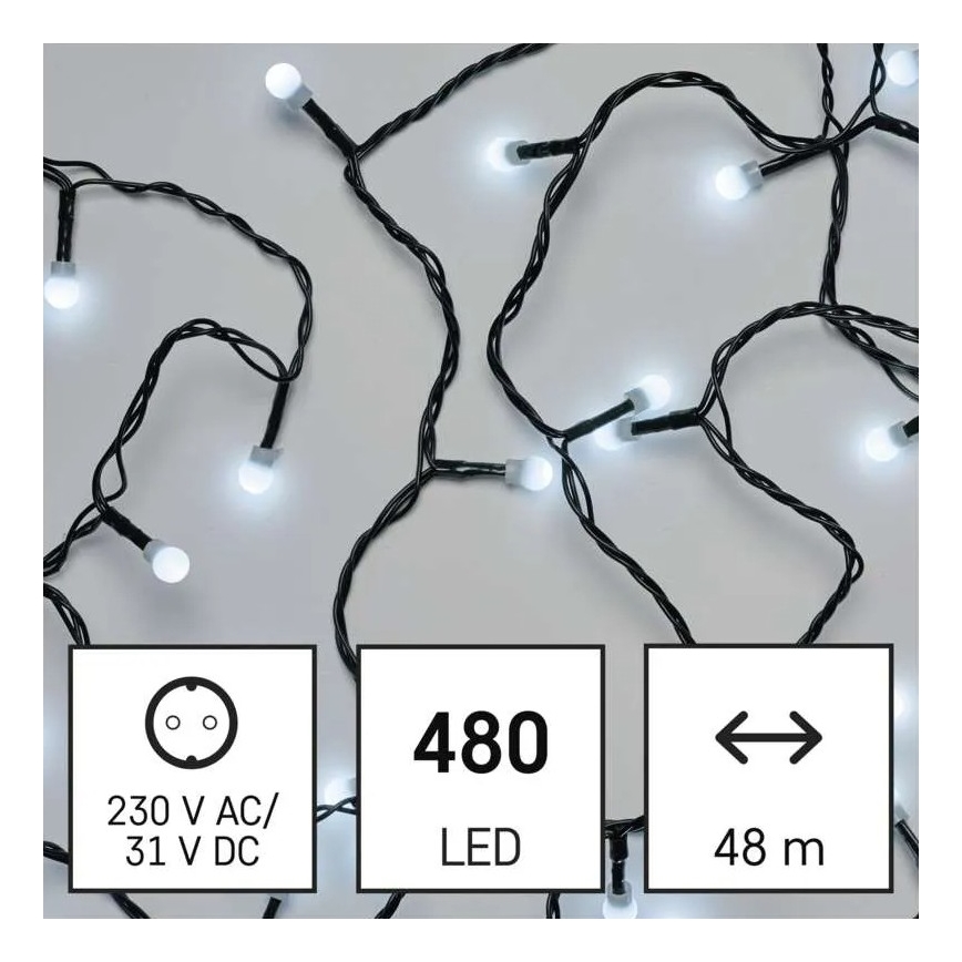 LED buiten kerstverlichting 480xLED/8 functies 53m koud-wit IP44