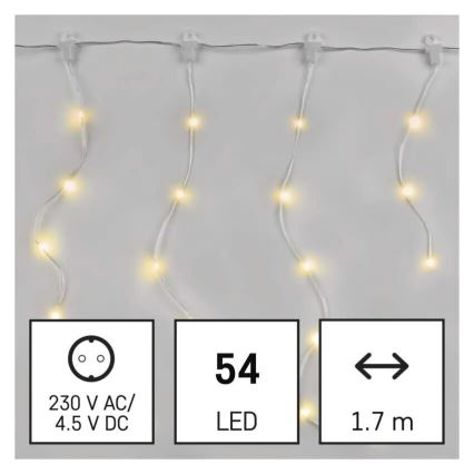 LED Buiten kerstverlichting 54xLED/8 functies 6,7x0,7m IP44 warm wit