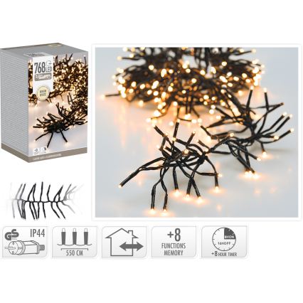 LED buiten kerstverlichting 768xLED/230V/8 functies 8,5 m IP44 warm wit