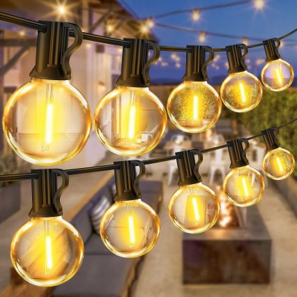 LED buiten-lichtsnoer, decoratief, 20x E12/1W, 230V, 20 m, IP65, zwart