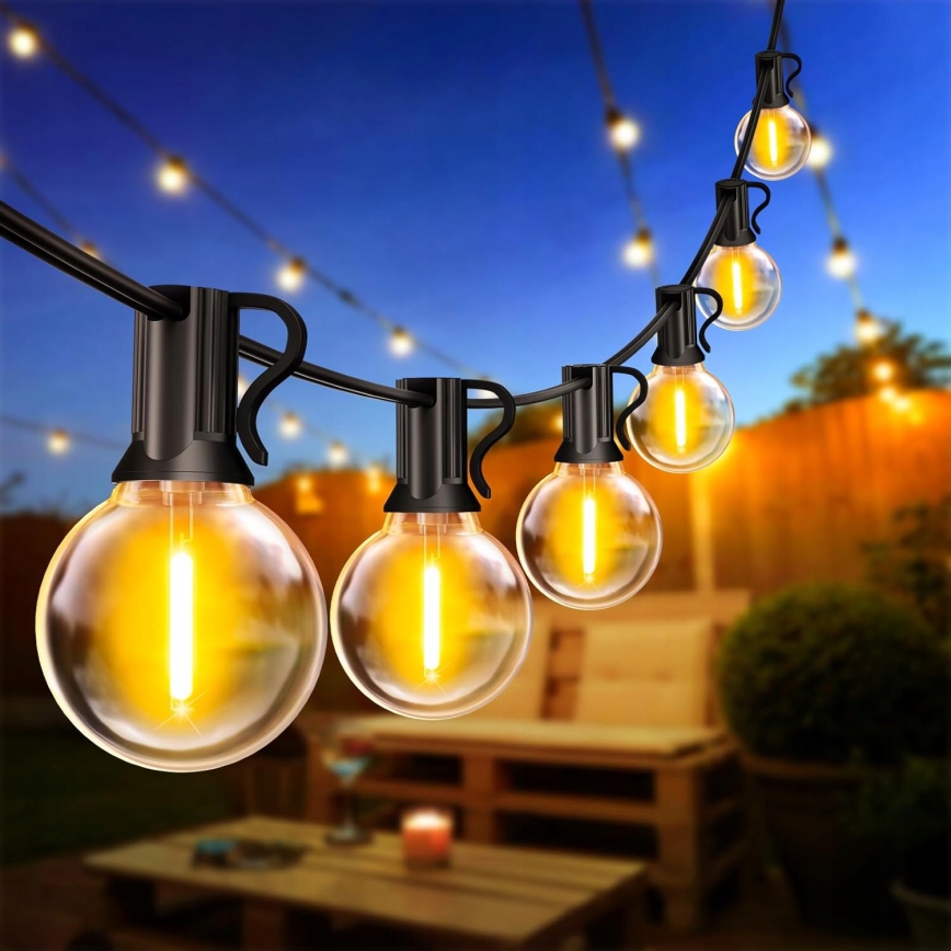 LED buiten-lichtsnoer, decoratief, 20x E12/1W, 230V, 20 m, IP65, zwart