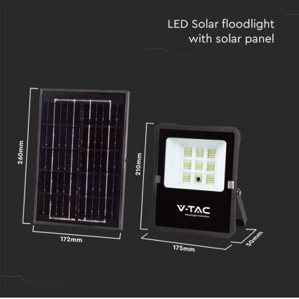 LED Buiten zonne- Schijnwerper LED/6W/3,2V 6400K IP65 + afstandsbediening