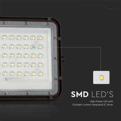 LED Buiten dimbaar zonne- Schijnwerper LED/6W/3,2V IP65 6400K zwart + afstandsbediening