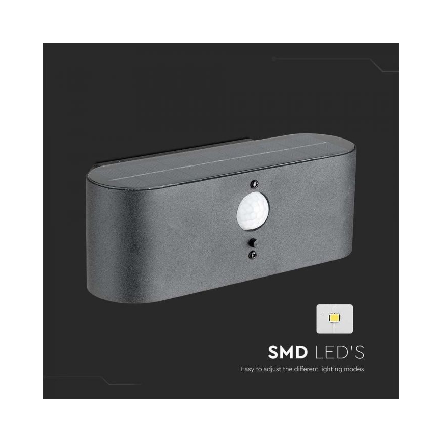LED Buiten zonne- wandlamp met sensor LED/2,5W/3,7V 3000K IP54